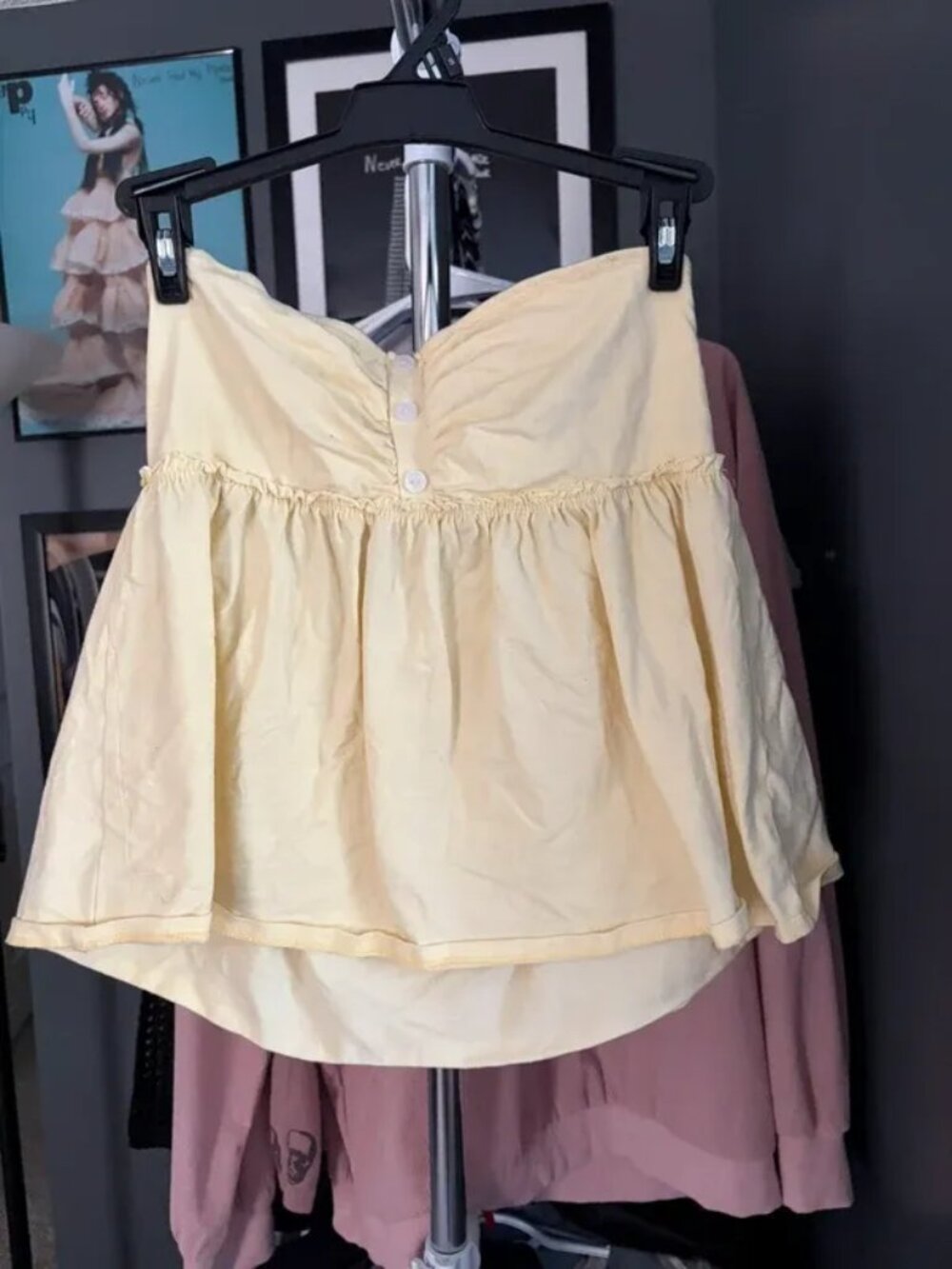 Electric Behaviour Yellow Strapless Babydoll Top – Size Medium